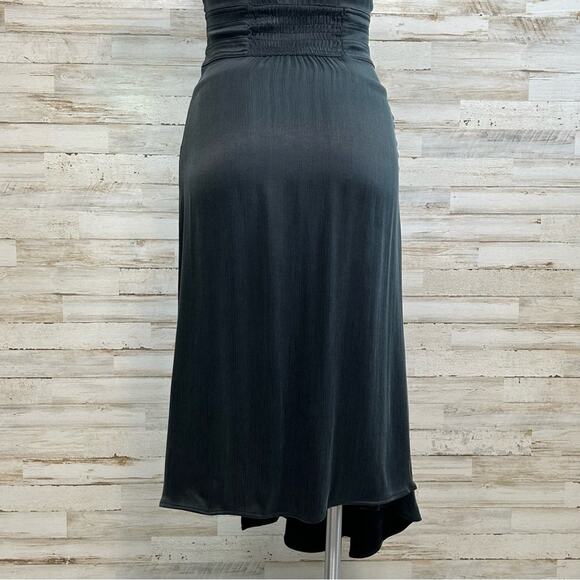BA&SH Coralie Faux Wrap Dress Size 4 Int'l XS Black Asymmetrical Sleeveless - Picture 12 of 16